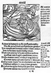 Illustration from the Stultifera Navis Mortalium by Sebastian Brant, printed by Johannes Schenspenger, 1497