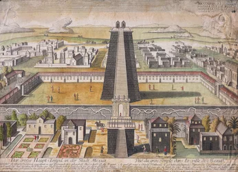 Imaginary reconstruction of the Main Temple (Templo Mayor) at Mexico City