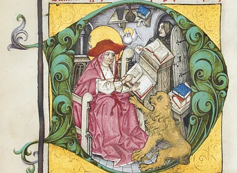 Initial D from Epistolae Hieronymus, St. Jerome