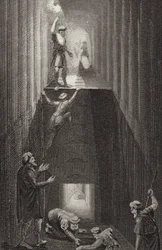 Interior of the Great Pyramid of Giza, Egypt. Illustration for Bilder-Atlas