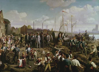 Laying the telegraph cable between Cologne and Berlin at the end of the 19th century