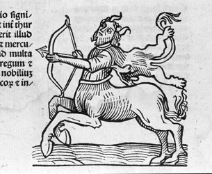 Le Sagittarius - in Treatise by Johannes Angeli De Magnisconnectionibue annorum revolutionibus ac eorum pefectionibus. Augsburg, Erhard Ratdolt