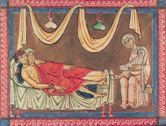 Marriage of Hosea and the Prostitute, from the Bible of St. Andre aux-Bois