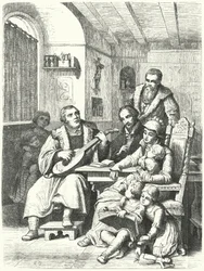 Martin Luther at home with his family