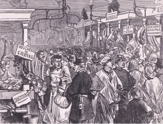 Meat market in Paris, Cassells History of the War between France and Germany published by Cassell and Company Limited, c.1890