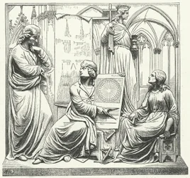 Medieval German architect Erwin von Steinbach and his family