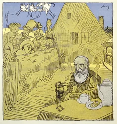 Obituary portrait of Wilhelm Busch (1832-1908) from Simplicissimus magazine in January 1908