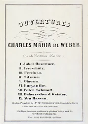 Page with presentation of overtures from various operas by Carl Maria von Weber