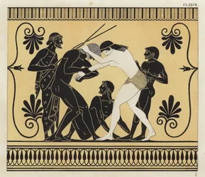 Peleus and Atalanta Wrestling