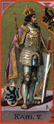 Portrait of Charles V (1500-1558). Chromolithography