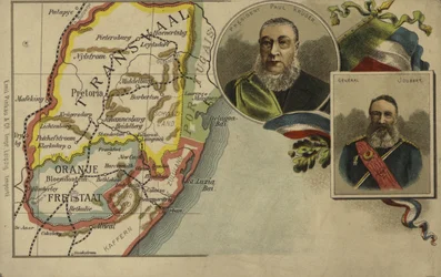 President Paul Kruger, General Piet Joubert and a Map of the Transvaal and Orange Free State