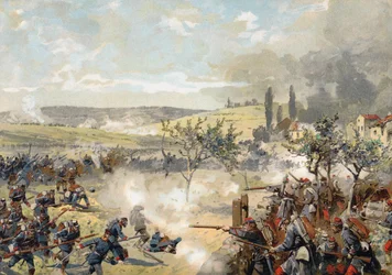 Prussian Landwehr in action at the Battle of Noisseville, Franco-Prussian War, 31 August 1870