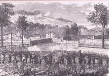 Prussian redoubt commanding the bridge of Sevres, Cassells History of the War between France and Germany published by Cassell and Company Limited, c.1890