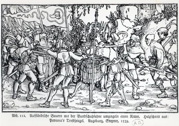 Rebel Peasants Surrounding a Knight, from an Illustration to Trostspiegel by Petrarch, 1539