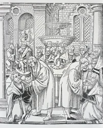 Reformers Martin Luther and Jan Hus Administering Communion