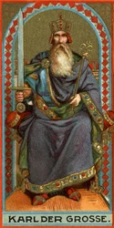Representation of Charlemagne (742-814), king of the Franks, the Lombards and then Emperor