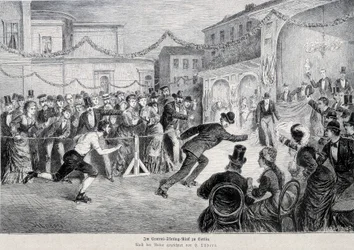Roulette skate race in Berlin in 1878