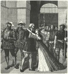 Sir Thomas More saying goodbye to his daughter before his execution