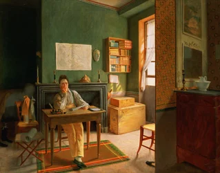 Student Working at His Desk