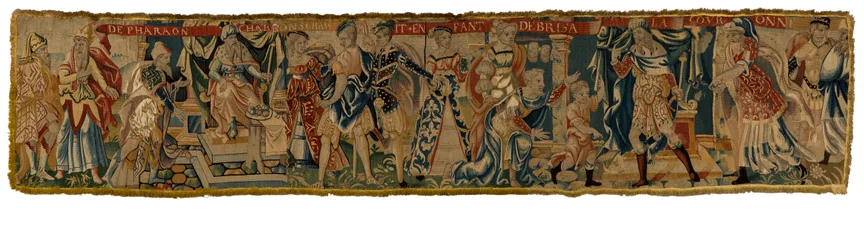Tapestry depicting Moses throwing down Pharaoh