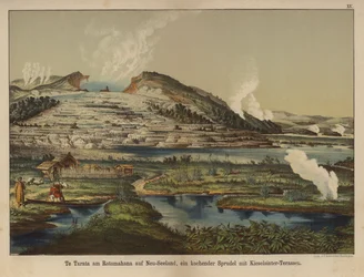 Te Tarata (White Terrace), geothermal silica sinter deposits on the shore of Lake Rotomahana, New Zealand