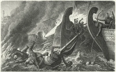 The Byzantines Using Greek Fire Against an Attacking Arab Fleet