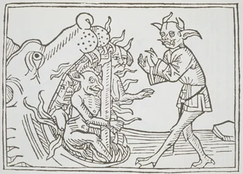 The Devil Belial before the Gates of Hell, from Das Buch Belial, published in Augsburg