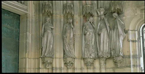 The Five Foolish Virgins, jamb figures from the Paradise Portal, figures carved c.1250, porch built c.1350