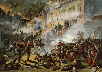 The German 22nd Infantry Division storming French positions at Chateaudun, Franco-Prussian War, 18 October, 1870
