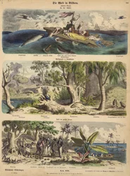 The Pacific: Shipwreck Survivors Adrift on a Raft in the South Seas; Forest in New Holland (Australia); a Pacific Island