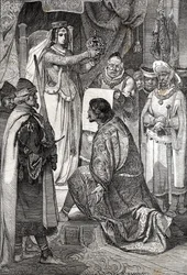 The Coronation of Erik XIII of Pomerania as King of Sweden, Denmark and Norway, by Margaret I of Denmark