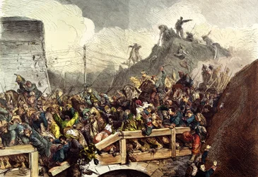 The defeated French troops at the battle of Sedan, 1st September 1870