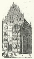 The home of German polymath Gottfried Wilhelm Leibniz in Hanover (engraving)