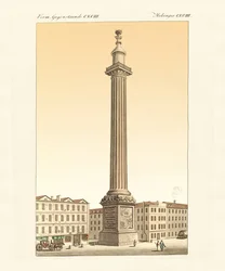 The Monument in London (coloured engraving)