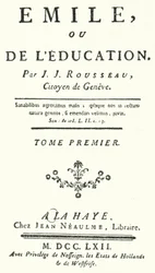 Title page from the first edition of Emile by Jean-Jacques Rousseau, published in 1762