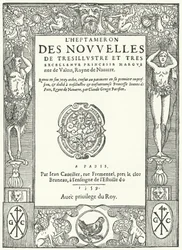 Title page from the first edition of The Heptameron, by Marguerite of Navarre