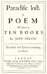 Title page from the original edition of Paradise Lost by the English poet John Milton, published in 1667