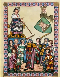 Troubadours before the Emperor of Germany and his court, from 
