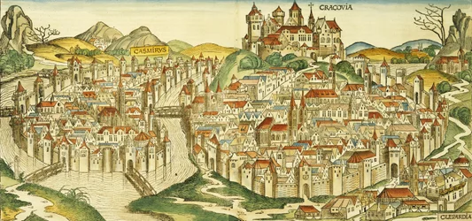 View of the city of Cracow, from the Nuremberg Chronicle by Hartmann Schedel, 1493