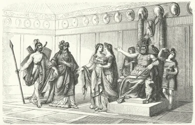 Wotan Receiving the Musicians Introduced by Bragi, the God of Poetry and Song (engraving)