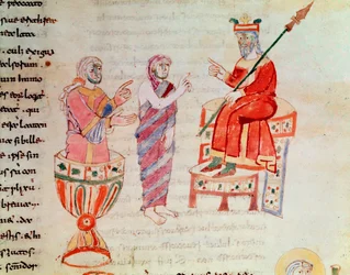 Zoroaster or Zarathustra consulting oracles (Miniature, 9th century)