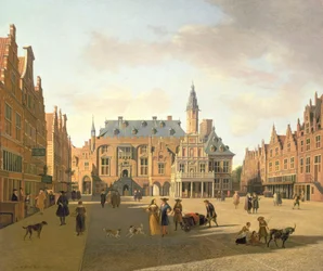 The Market Place with the Raadhuis, Haarlem