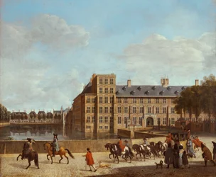 View of the Hofvijver and Buitenhof in The Hague, Netherlands