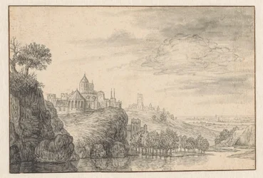 Fantasy View of a City on a High Riverbank