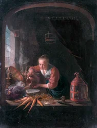 Young Woman Pouring Water Out of a Jug