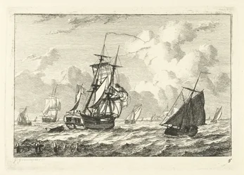Various Sailing Ships on Rough Water