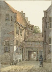 View of the Entrance to the Latin School, the St. Hieronymus School, on the Kromme Nieuwegracht in Utrecht