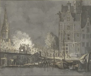 Burning of the Customs Houses at the Nieuwebrug in Amsterdam