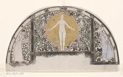Design for the Frame of a Calendar for 1901 with Women and Flowers