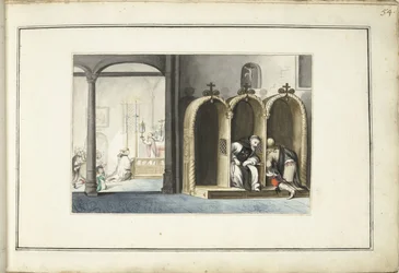 Church Interior with Confessional